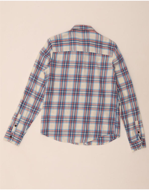 Superdry Camisa De Franela Para Mujer UK 8 Small Blue Check Cotton