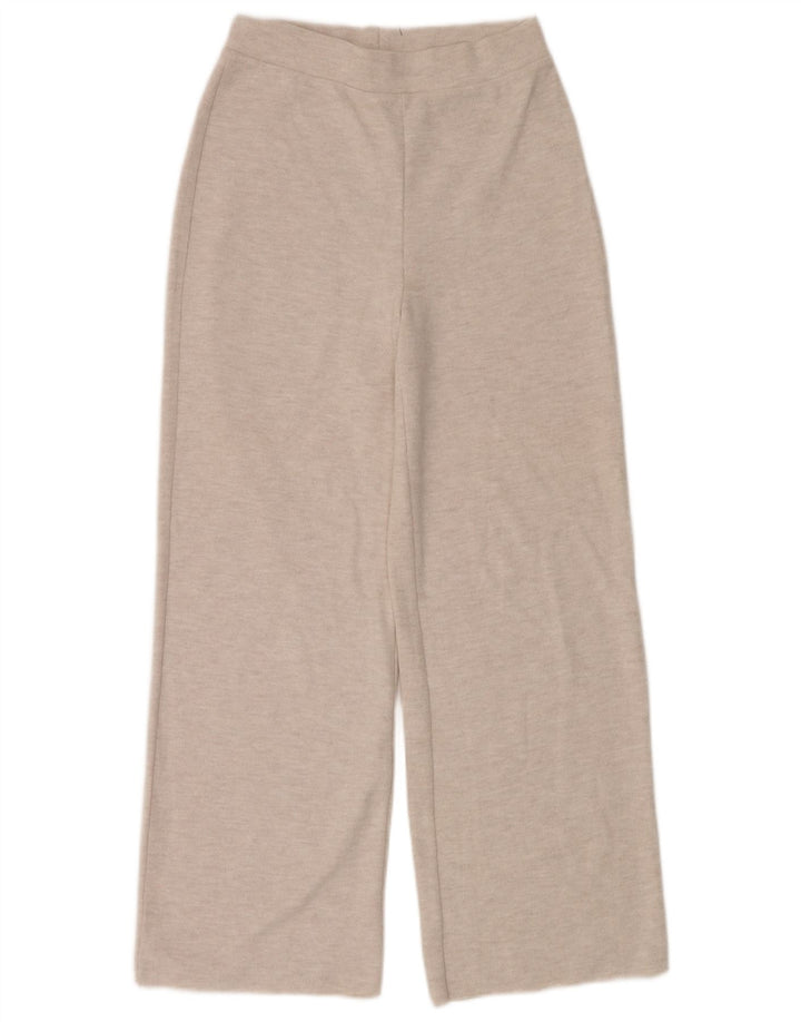 Zara Mujer Pantalones De Chándal UK 42 Medio Beige Poliéster Moteado