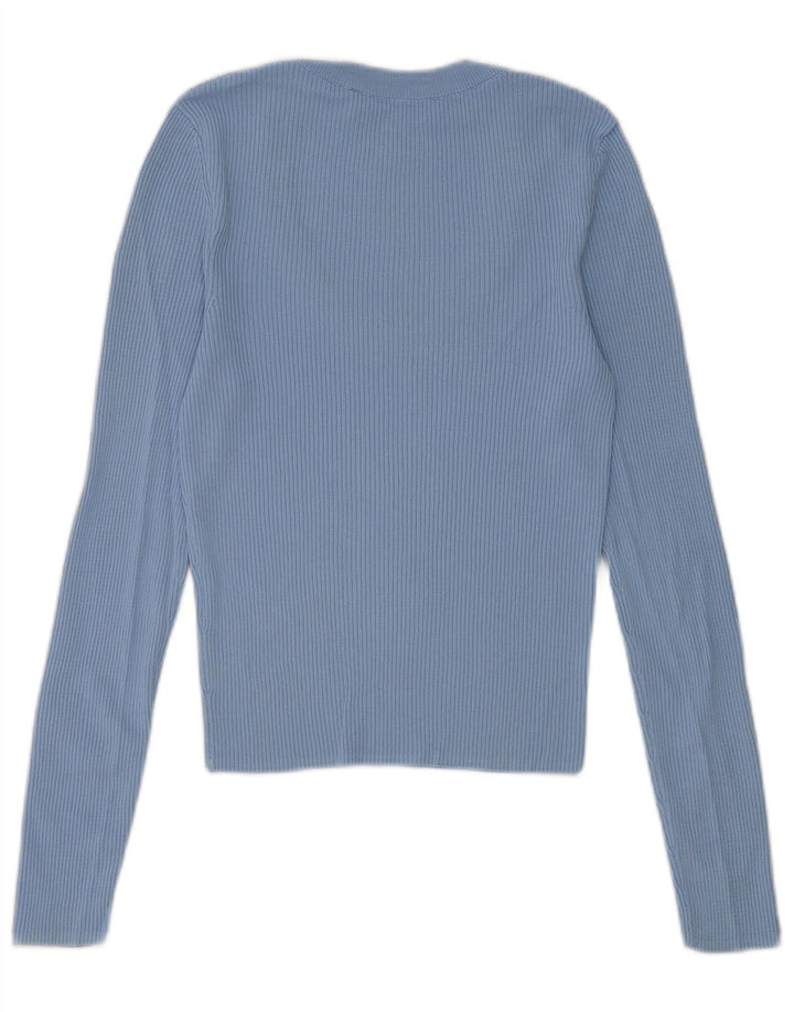 Zara Mujer Top Manga Larga Manga Larga UK 42 Azul Medio