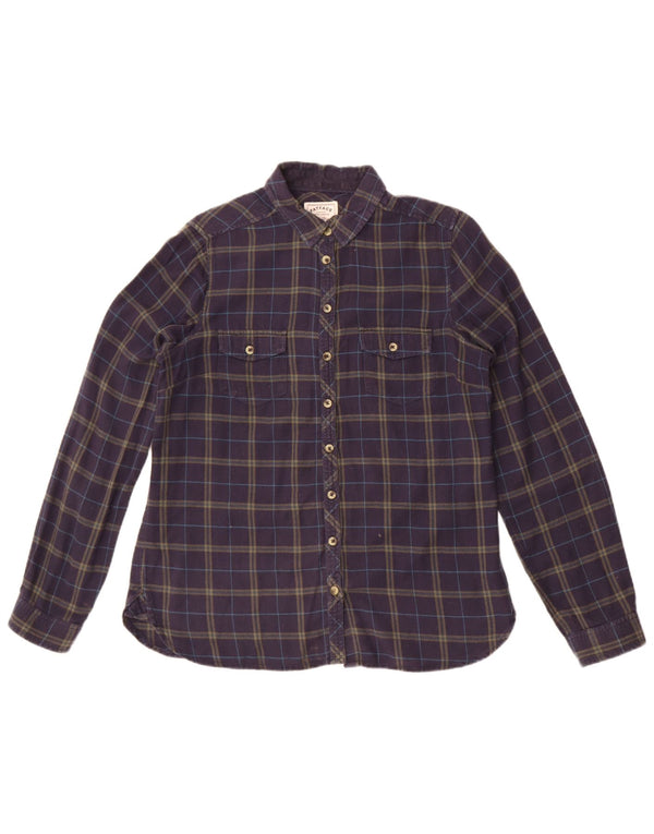 Camisa de franela para mujer Fat Face UK 40 Medium Azul marino Cuadros Algodón