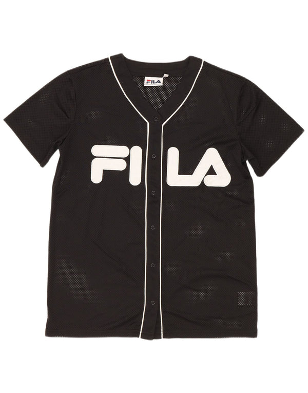 Fila Top de punto gráfico extragrande para mujer UK 6 XS Poliéster negro