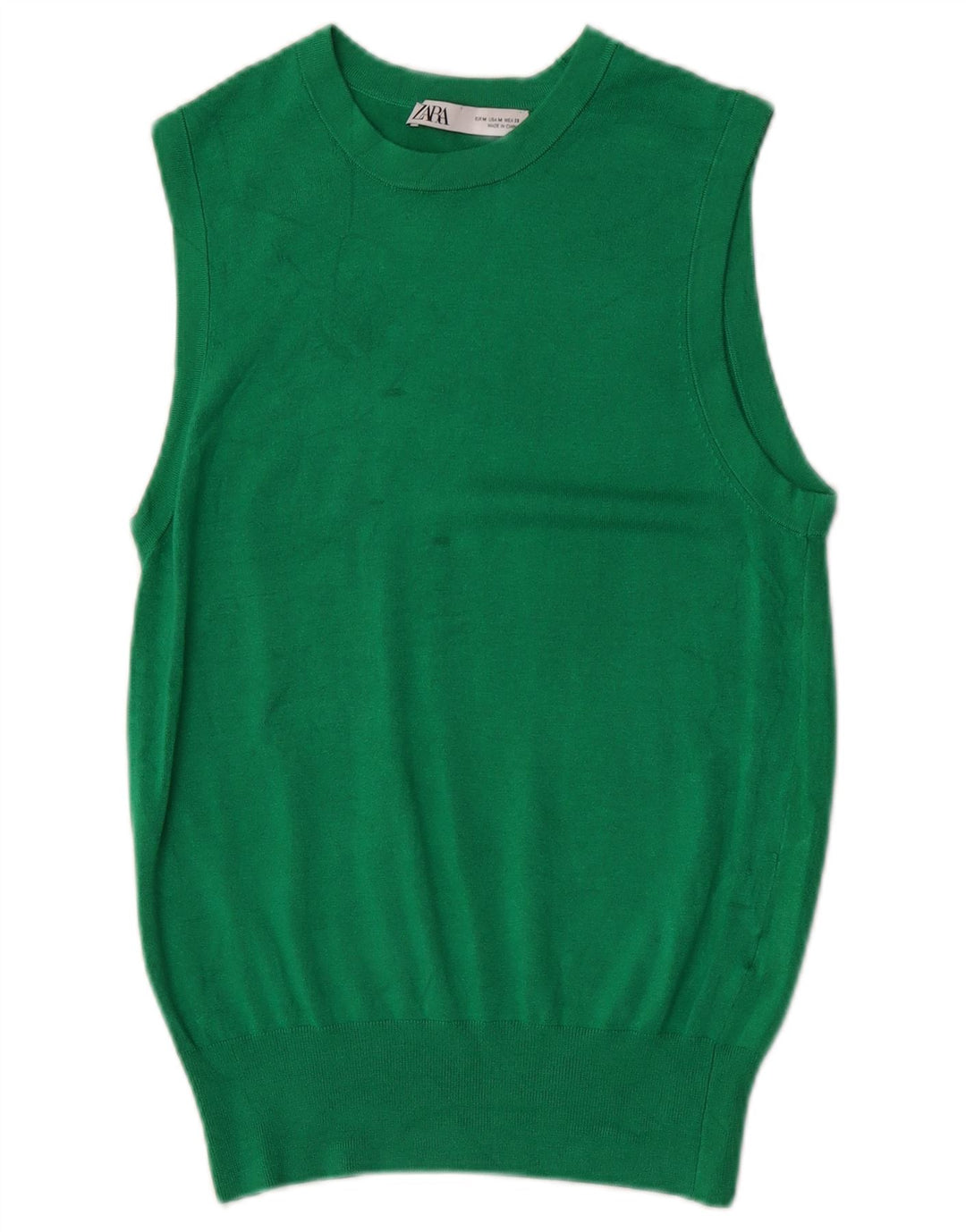 Zara Mujer Chaleco Tank Top UK 12 Viscosa Verde Medio