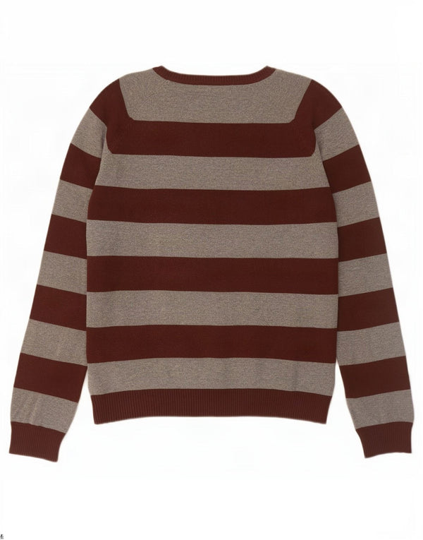 Zara - Jersey corto con cuello en V para mujer, talla 40, algodón a rayas gris grande