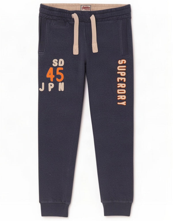 Pantalones de chándal con estampado Superdry para hombre Joggers Small de algodón azul marino