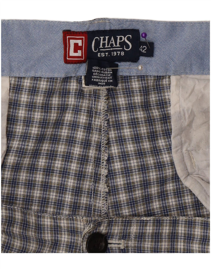 Chaps Pantalones cortos chinos para hombre W42 2XL Algodón a cuadros azules