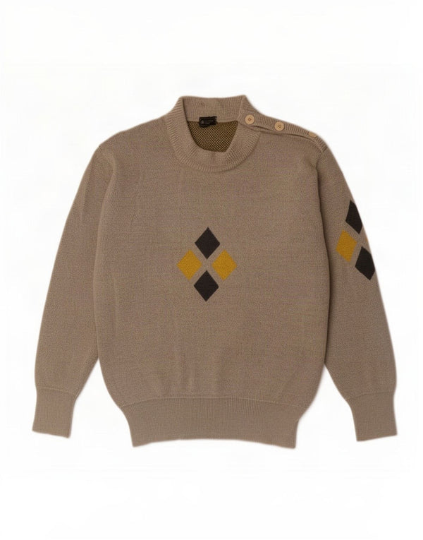 Ermenegildo Zegna Suéter tipo jersey con cuello abotonado para hombre XS Gris Argyle/Diamante