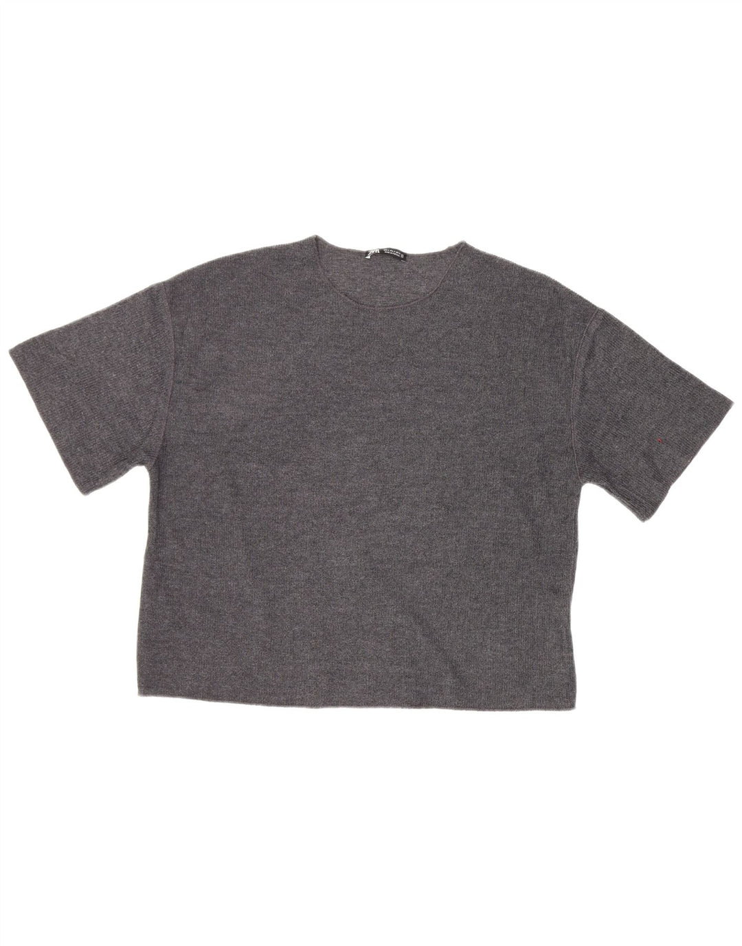 Zara Mujer Camiseta Extragrande Top UK 10 Small Gris Poliéster