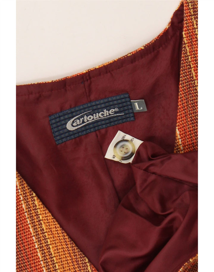 CARTOUCHE Chaleco de hombre grande de lana a rayas naranja