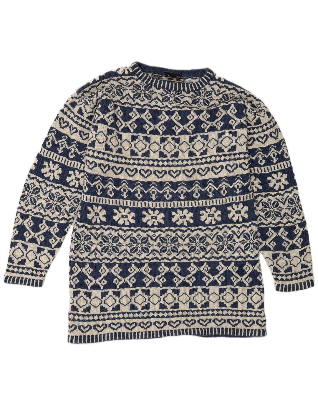 Impuls Suéter De Cuello Redondo Para Hombre Pequeño Azul Fair Isle Ramie