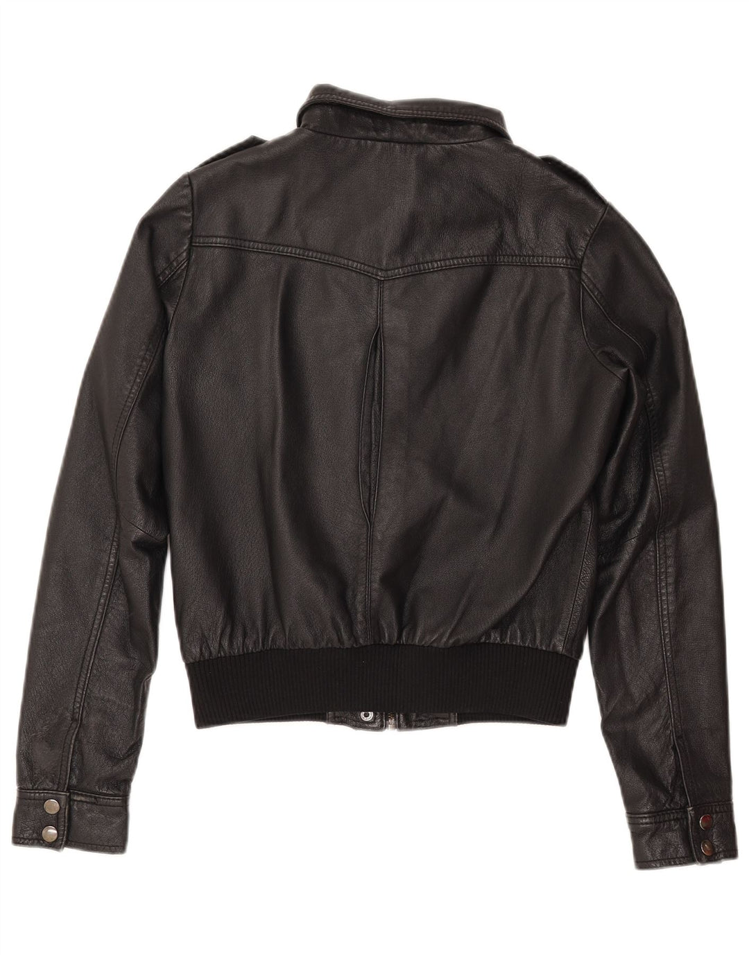 H&M Chaqueta corta de cuero para mujer EU 38 Cuero negro mediano