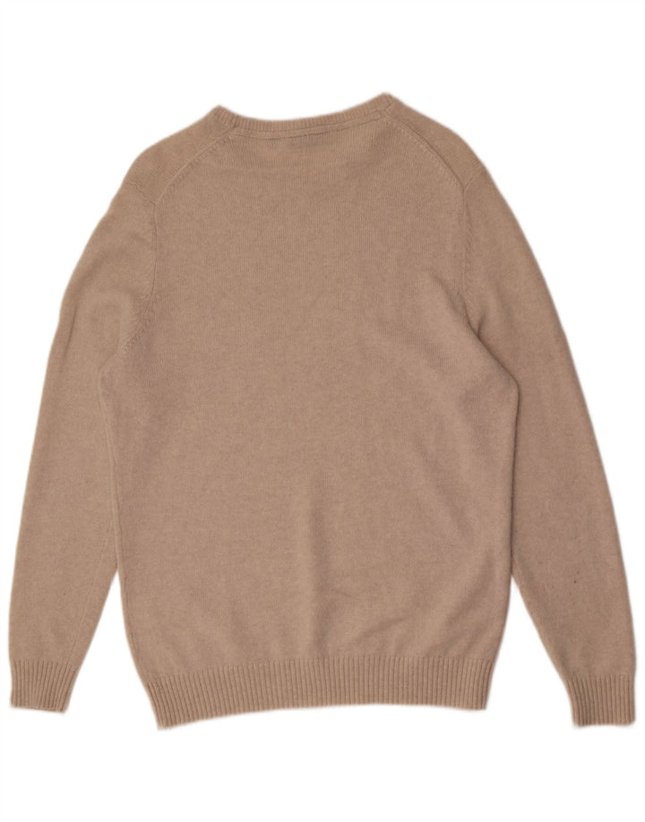 LYLE & SCOTT Jersey con cuello barco para hombre, talla grande, lana beige