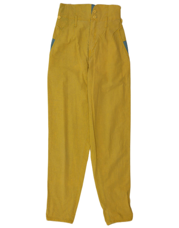 Vintage mujer cónico pantalones casuales EU 34 2XS W23 L32 Amarillo