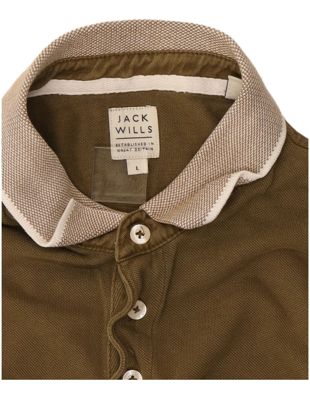 JACK WILLS Polo para hombre de algodón caqui grande