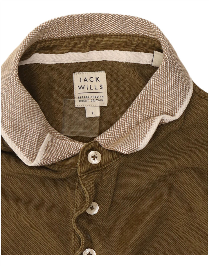 JACK WILLS Polo para hombre de algodón caqui grande