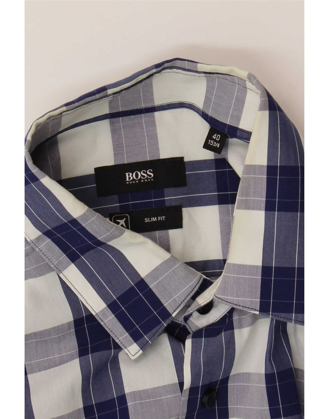Hugo Boss Camisa Slim Fit para hombre Talla 40 15 3/4 Cuadro azul mediano