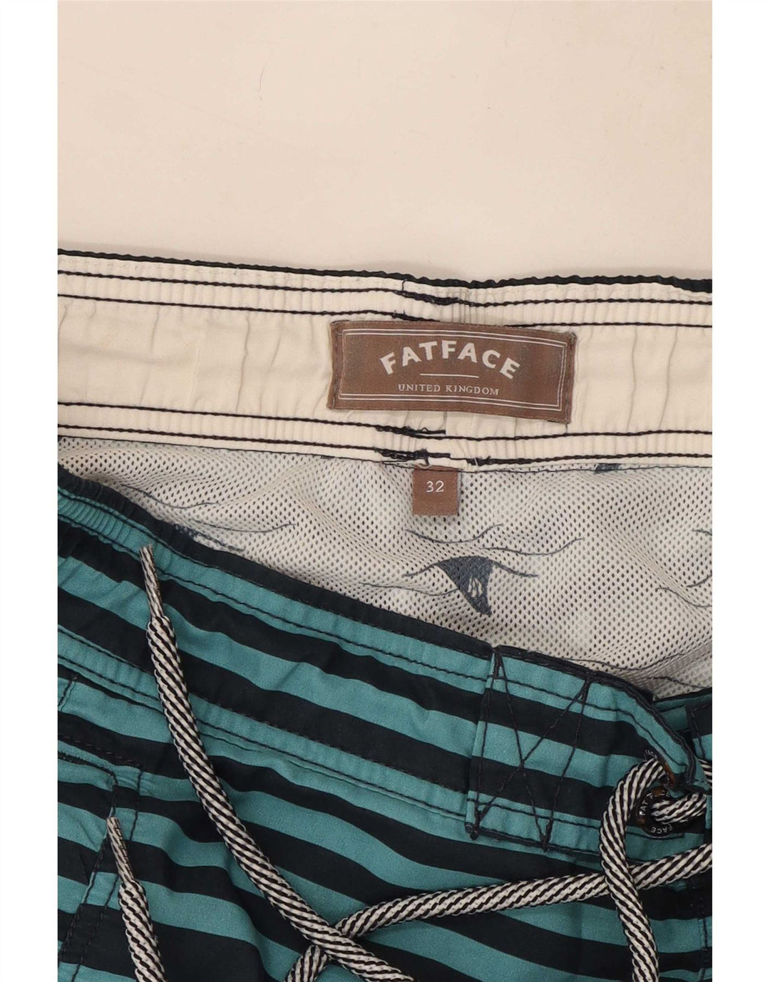 Bañador para hombre Fat Face Poliéster a rayas azul medio