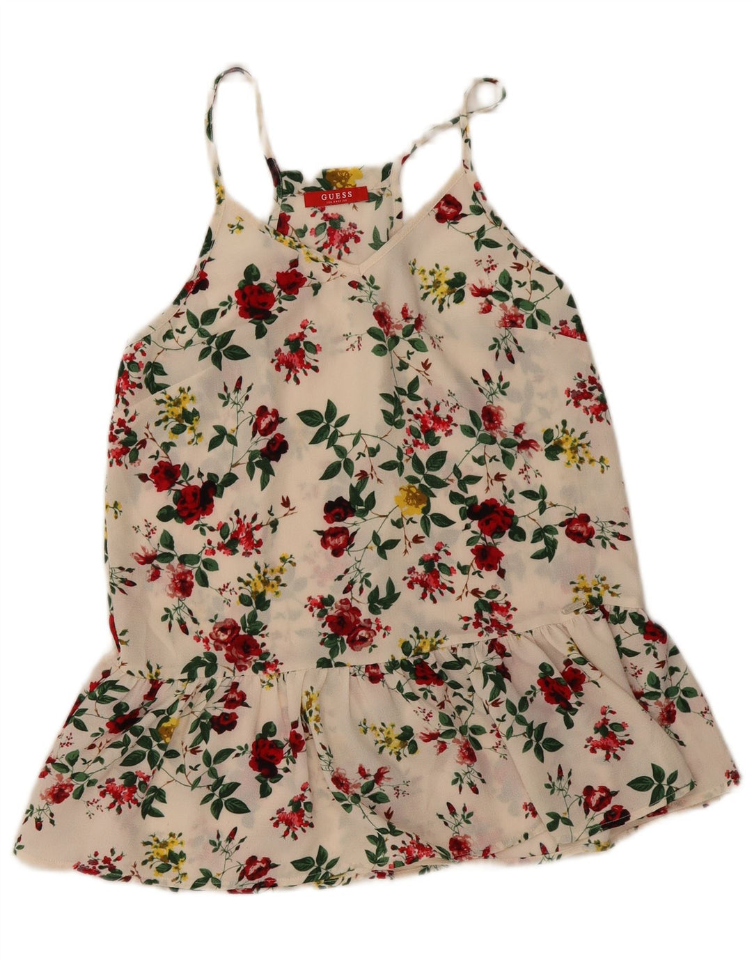 Guess Vestido de verano para mujer UK 6 XS Off White Floral Poliéster