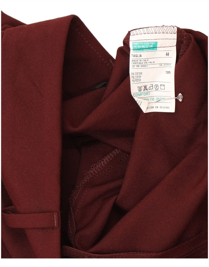Falda Midi Benetton Mujer IT 44 Medium W28 Poliéster Burdeos