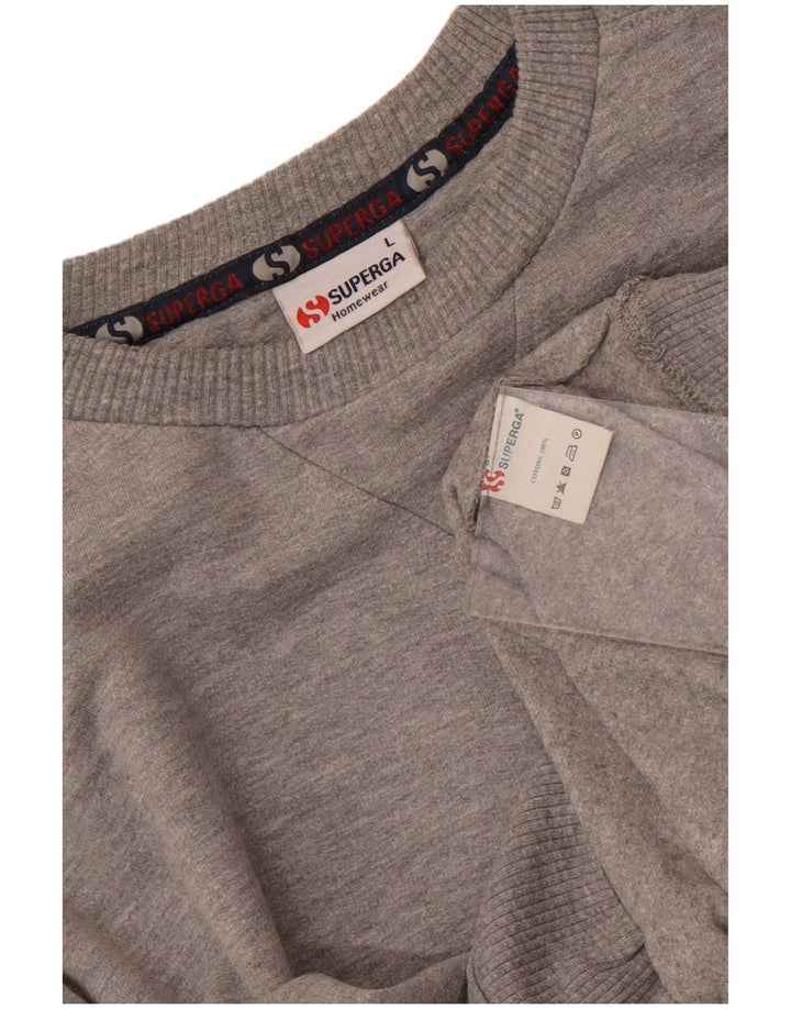 Superga Hombre Sudadera Jumper Grande Gris Moteado Algodón
