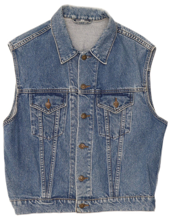 Chaleco vaquero vintage para hombre Reino Unido 40 Algodón azul grande