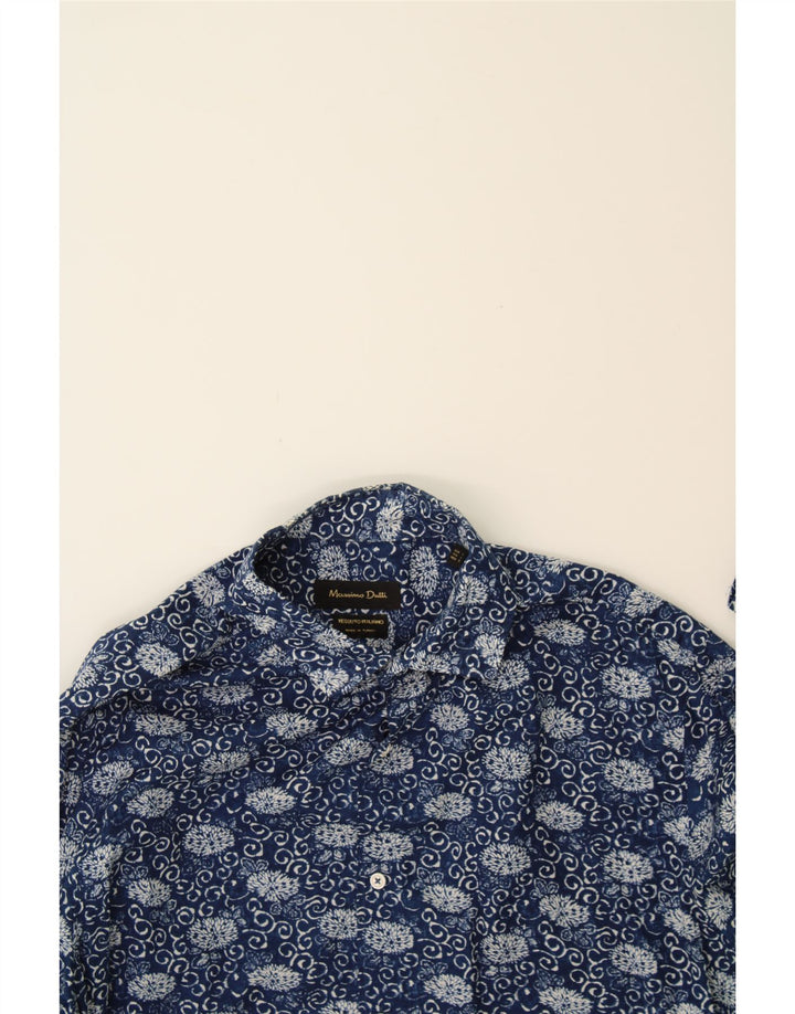 MASSIMO DUTTI Mens Shirt Large Blue Floral Vintage Massimo Dutti and Second-Hand Massimo Dutti from Messina Hembry 