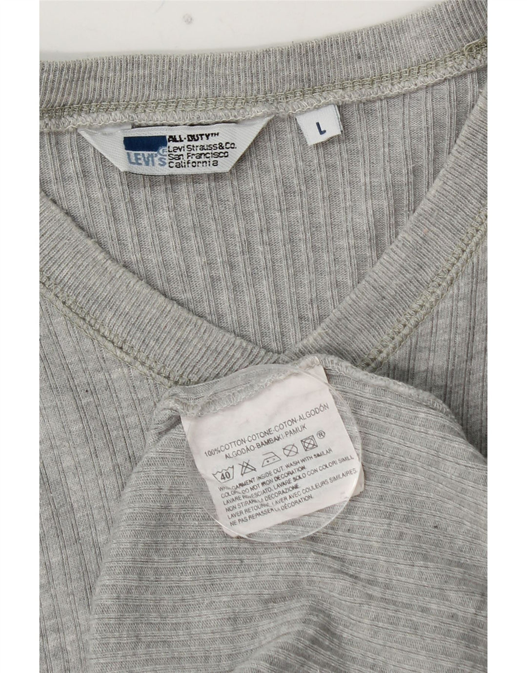 LEVI'S Camiseta de manga larga para hombre de algodón gris grande