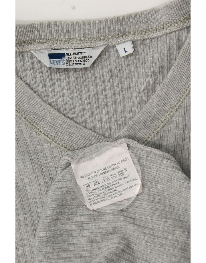 LEVI'S Camiseta de manga larga para hombre de algodón gris grande