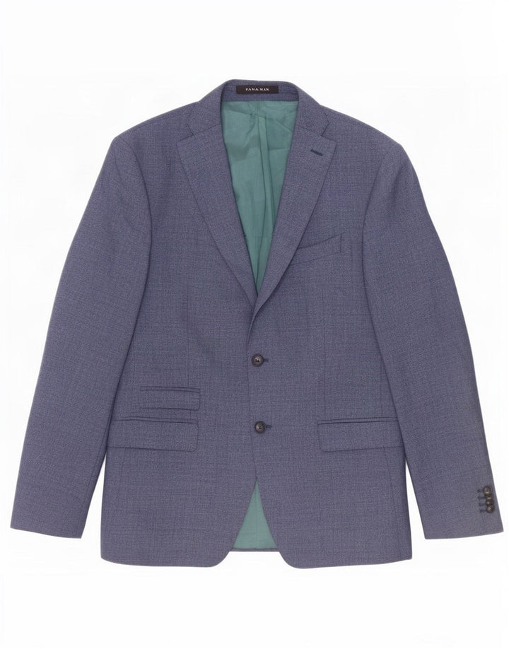Zara Chaqueta tipo blazer de 2 botones para hombre EU 52 Poliéster azul grande