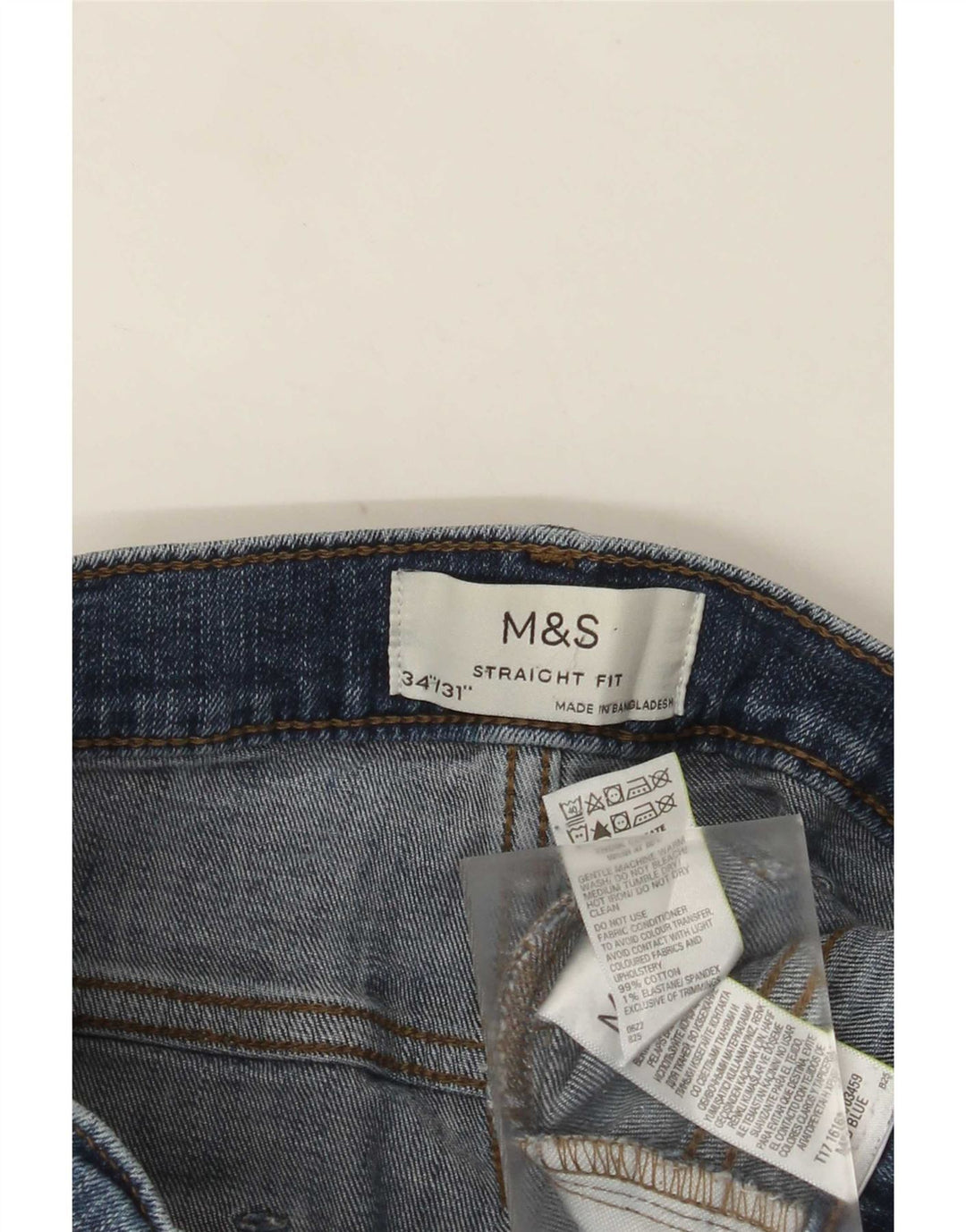 Marks & Spencer Vaqueros rectos para hombre W34 L31 Algodón azul