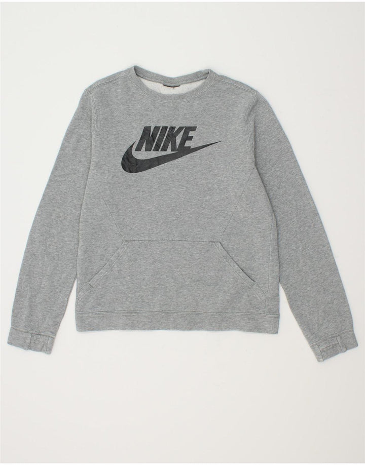 NIKE Womens Graphic Sweatshirt Jumper UK 12 Medium Grey Cotton Vintage Nike and Second-Hand Nike from Messina Hembry 