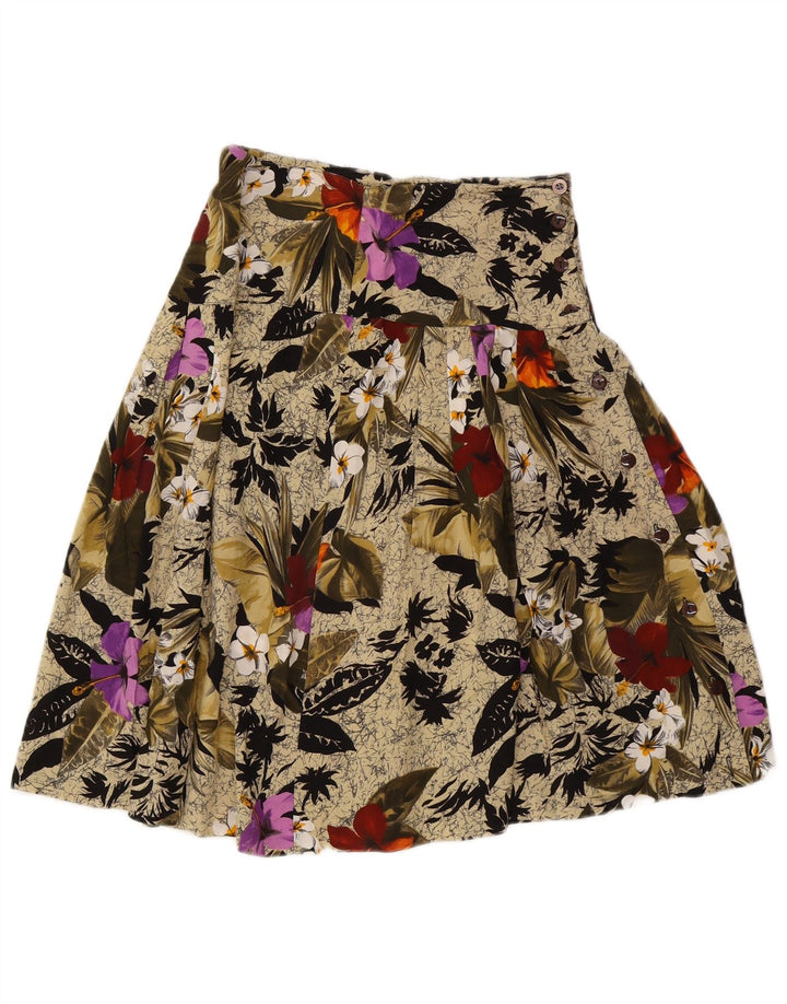 Vintage mujer A-Line falda W26 pequeño beige floral