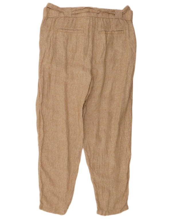 Marks & Spencer Pantalones chinos cónicos para mujer UK 18 XL W38 L29 Beige Linen