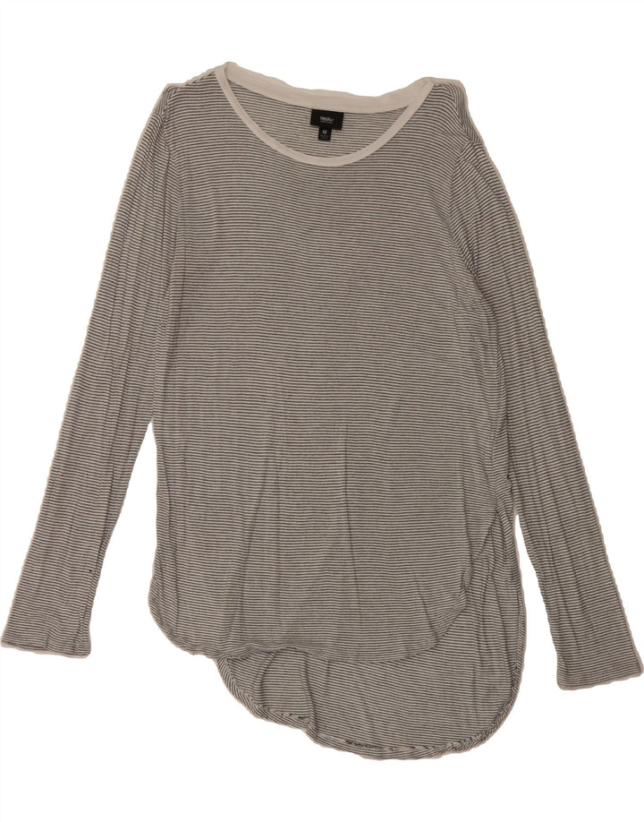 MOSSIMO Womens Top Long Sleeve UK 12 Medium Grey Pinstripe Rayon Vintage Mossimo and Second-Hand Mossimo from Messina Hembry 