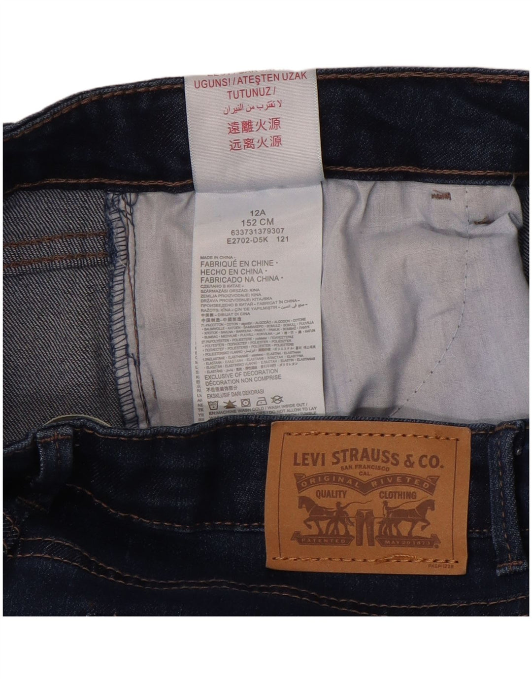 LEVI'S Vaqueros súper ajustados 710 para niños 11-12 años W28 L29 Algodón azul