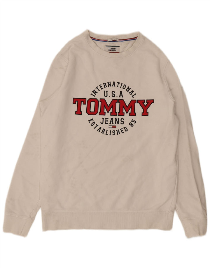 Tommy Hilfiger Hombre Regular Fit Sudadera Jumper Medium Blanco Algodón