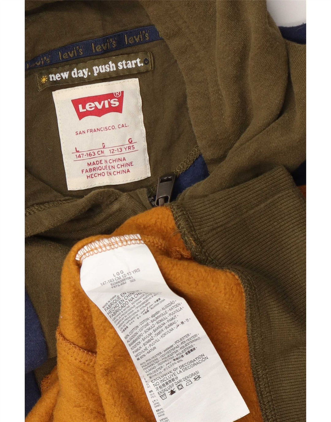 Levi's - Sudadera con capucha para niños, talla grande, multicolor, 12-13 años