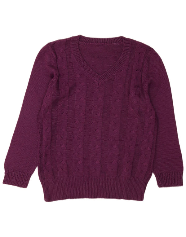 Vintage mujer V-cuello jumper suéter Reino Unido 16 acrílico púrpura grande