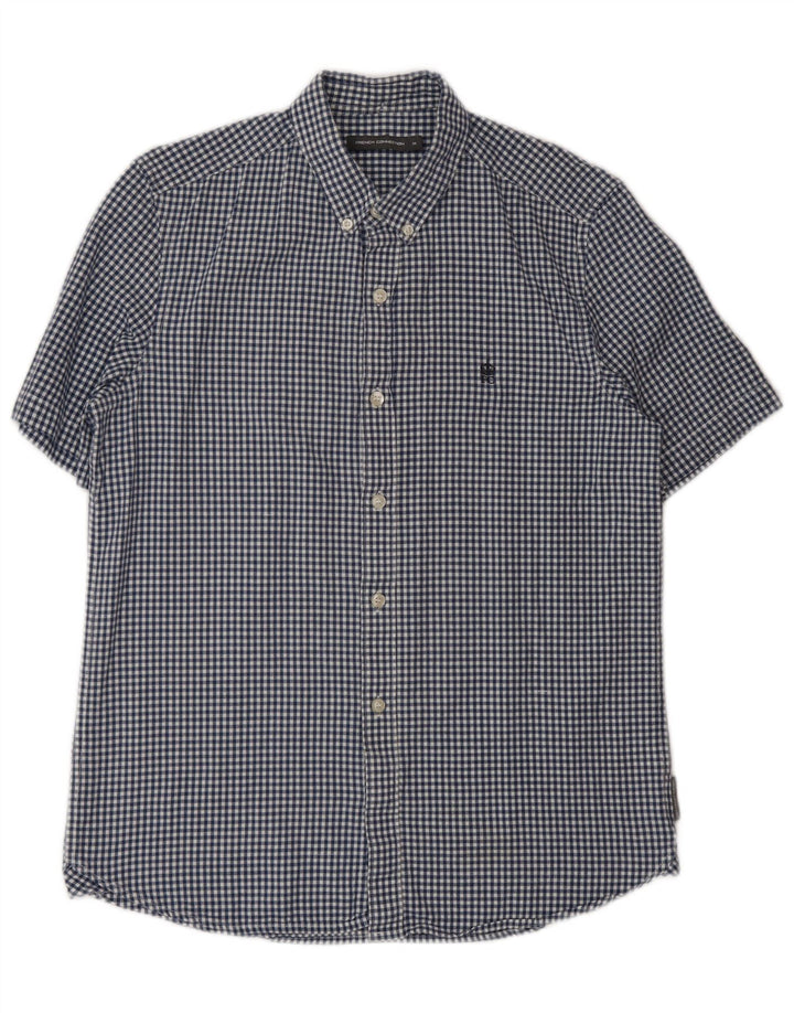 Camisa de manga corta para hombre French Connection de algodón a cuadros en azul marino mediano