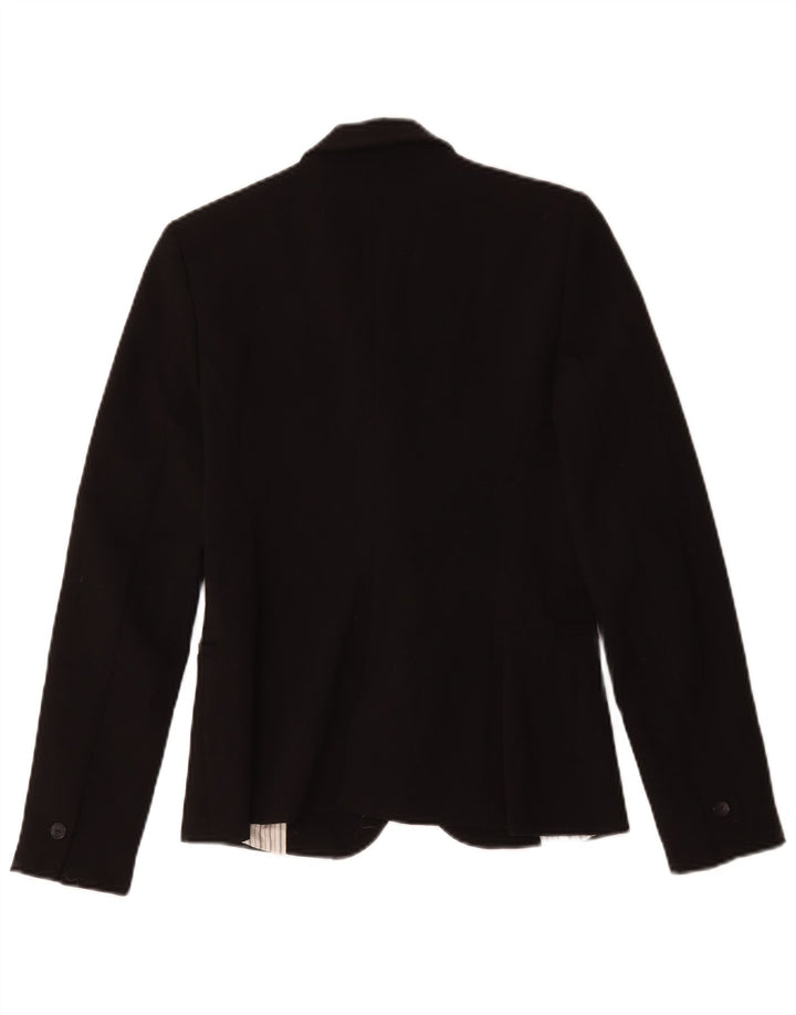 Zara Mujer Chaqueta Blazer De 1 Botón UK 10 Small Poliéster Negro