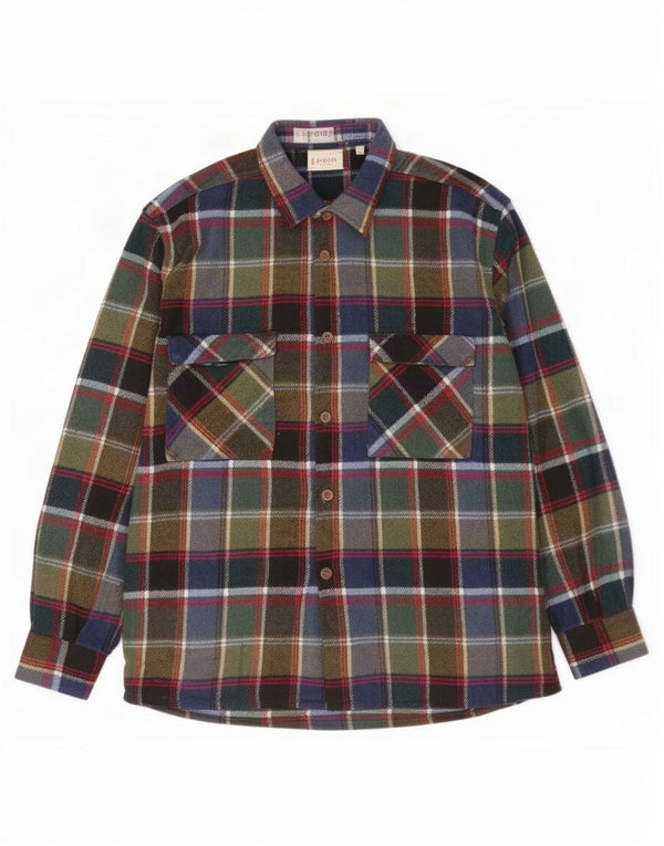 Vintage Mens Flannel Shirt Large Multicoloured Plaid Wool