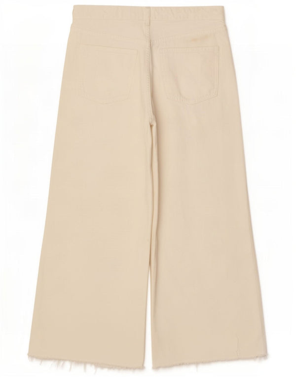 Zara Vaqueros recortados de pierna ancha para mujer EU 40 Medium W30 L25 Algodón blanco