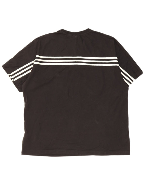 Adidas - Camiseta con gráfico regular para hombre, talla grande, algodón a rayas negras