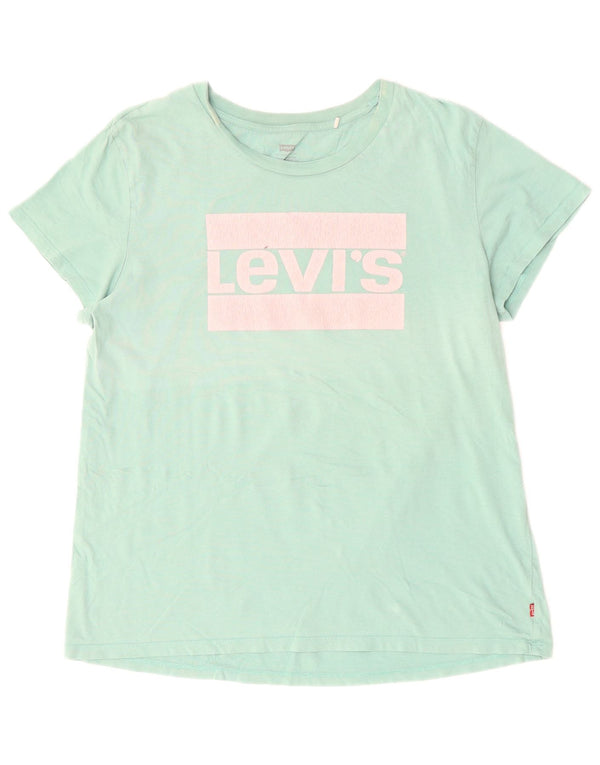 LEVI'S Camiseta gráfica para mujer Top UK 46 Grande Algodón turquesa