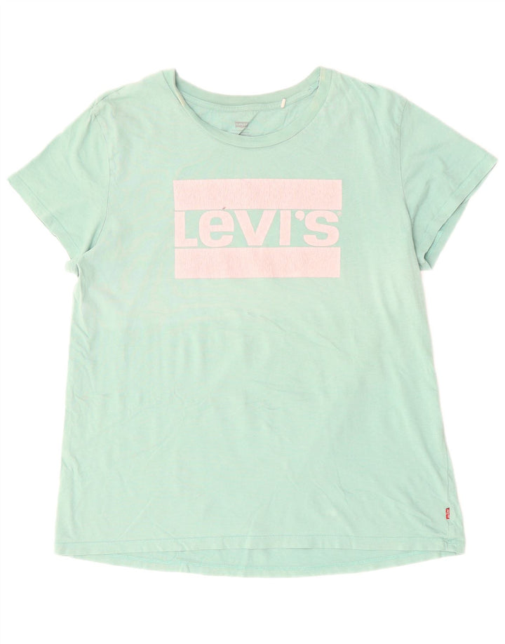 LEVI'S Camiseta gráfica para mujer Top UK 46 Grande Algodón turquesa