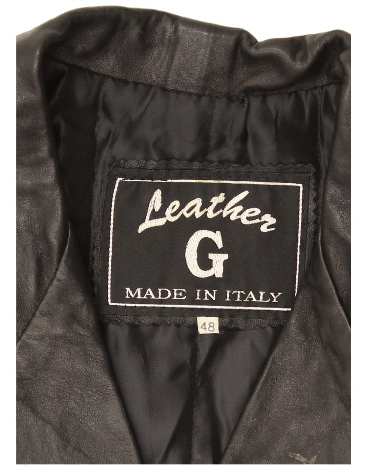 Chaqueta de cuero vintage para mujer IT 48 XL cuero negro