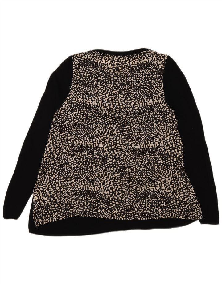 Marks & Spencer Top para mujer de manga larga UK 42 Medium Black Animal Print