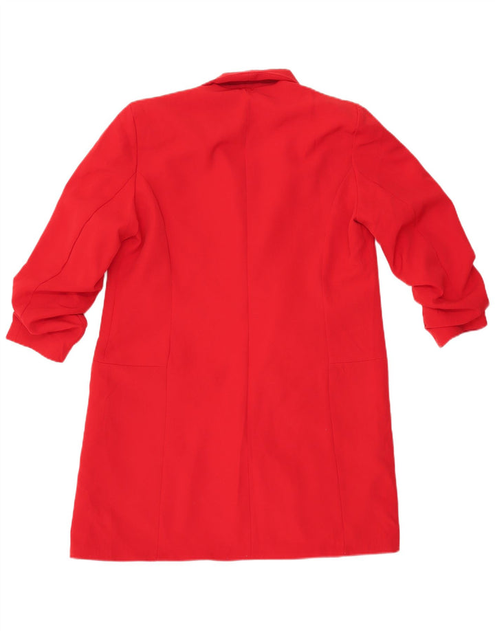 Zara Mujer Abrigo Abierto UK 6 XS Algodón Rojo