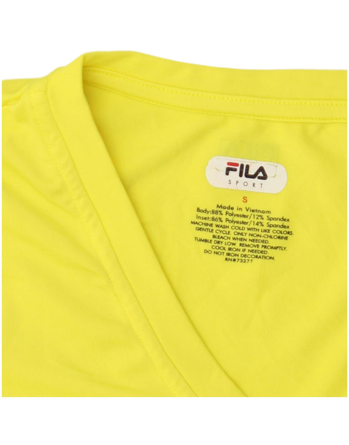 Fila Mujer Top Manga Larga UK 10 Pequeño Poliéster Amarillo