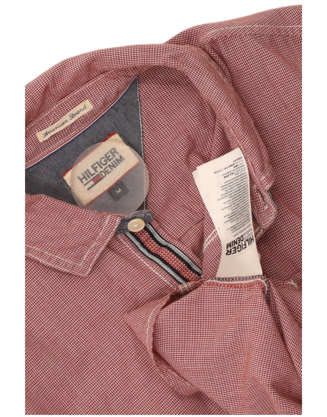 Camisa Tommy Hilfiger Hombre Algodón pata de gallo rojo mediano