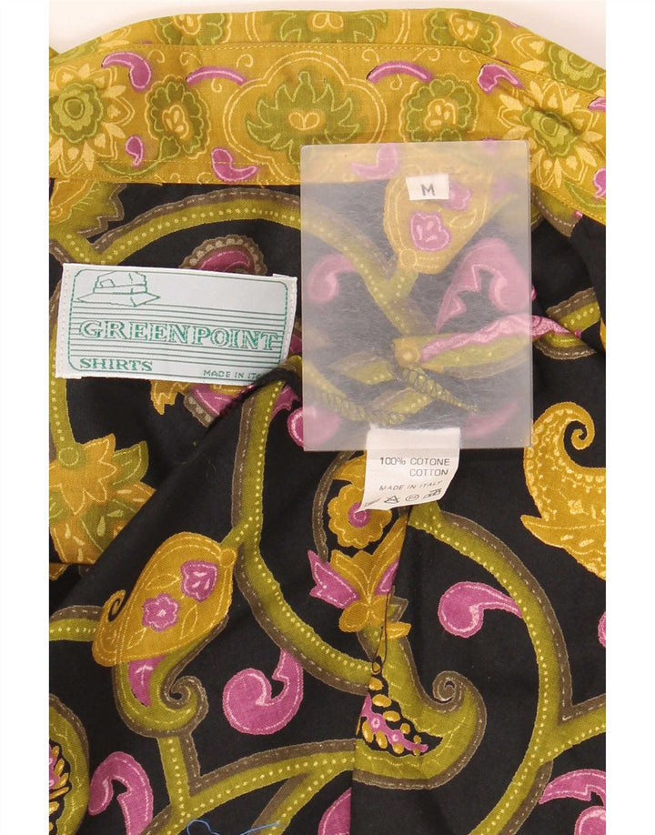 Vintage hombres camisa de manga corta amarillo medio Paisley algodón